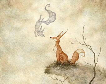 SIGNED 8x10 PRINT Little Fox Spirit by Amy Brown