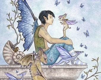 SIGNED 8x10 PRINT The Hangout boy fairy by Amy Brown