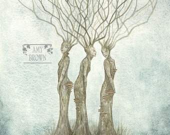 SIGNED 8x10 PRINT Three Sisters Dryad Forest Spirit by Amy Brown