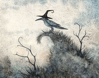 SIGNED 8x10 PRINT The Hedgewitch raven crow by Amy Brown