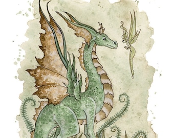 SIGNED 8x10 PRINT Forest Dragon by Amy Brown