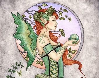 SIGNED 8x10 PRINT Oak and Ivy fairy art by Amy Brown