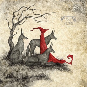 SIGNED 8x10 PRINT Wolf Mage Red Riding Hood by Amy Brown