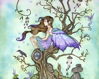 SIGNED 8x10 PRINT Wind Chimes fairy by Amy Brown