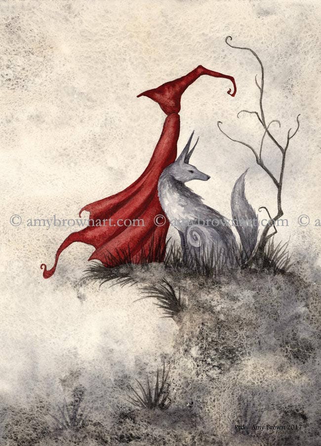 8x10 Print Red Riding Hood Wolf By Amy Brown Etsy