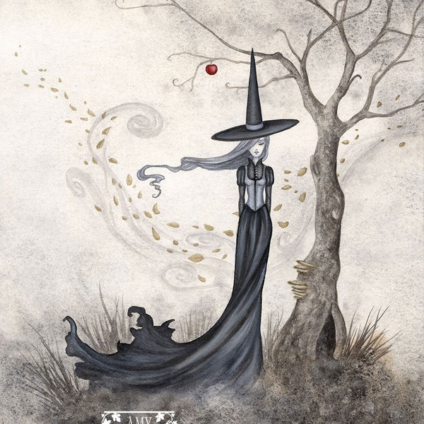 SIGNED 8x10 PRINT The Last Apple witch by Amy Brown