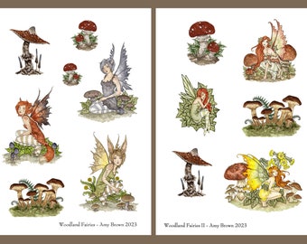 5x7 STICKER SHEETS woodland fairies by Amy Brown