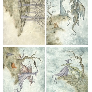 SIGNED 5x7 PRINT SET Dark Woods series dragons by Amy Brown