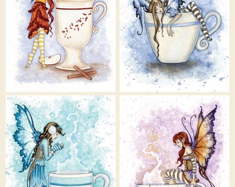 SIGNED 5x7 PRINT SET teacup fairies by Amy Brown