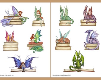 5x7 STICKER SHEETS book fairies and dragons by Amy Brown