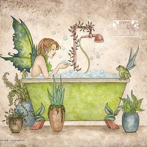 SIGNED 8x10 PRINT Fairies Love Bubble Baths by Amy Brown