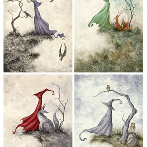 SIGNED 5x7 PRINT SET Dark Woods series mages wizards by Amy Brown