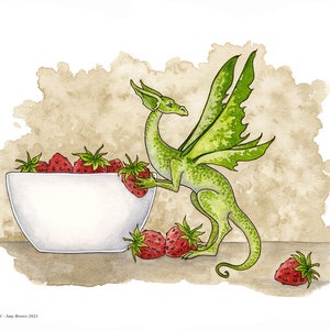 SIGNED 8x10 PRINT Strawberry Thief Dragon by Amy Brown