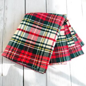 Vintage Wool Blend Blanket LL BEAN Double Face Plaid reversible two Pattern Tartan Etsy