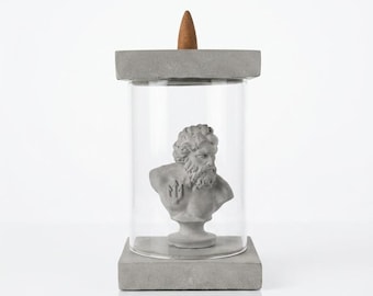 Quemador de incienso de reflujo Poseidón hecho a mano - Estatua de los dioses griegos