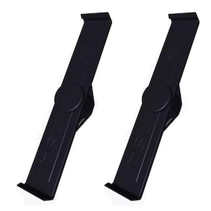 Könnte beinhalten: Zwei schwarze Reifenheber aus Kunststoff mit einer strukturierten Oberfläche und einem schwarzen Gummigriff. Die Hebel sind zum Entfernen und Anbringen von Reifen an Fahrrädern gedacht.