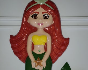 Hand Painted Ceramic Mermaid Plaque