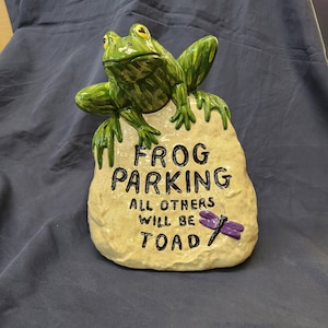 Hand Painted Ceramic Frog Parking Statue