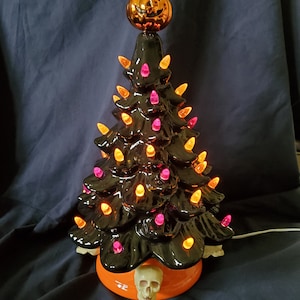 Hand Painted Ceramic Lighted Halloween Tree