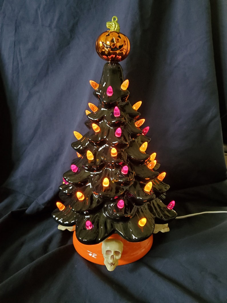 Hand Painted Ceramic Lighted Halloween Tree image 1