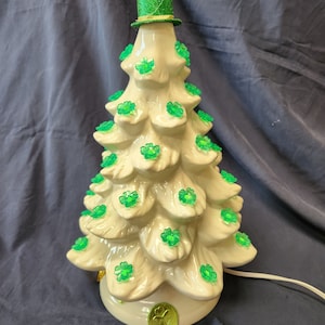 Hand Painted Ceramic Lighted St. Patrick Day Tree