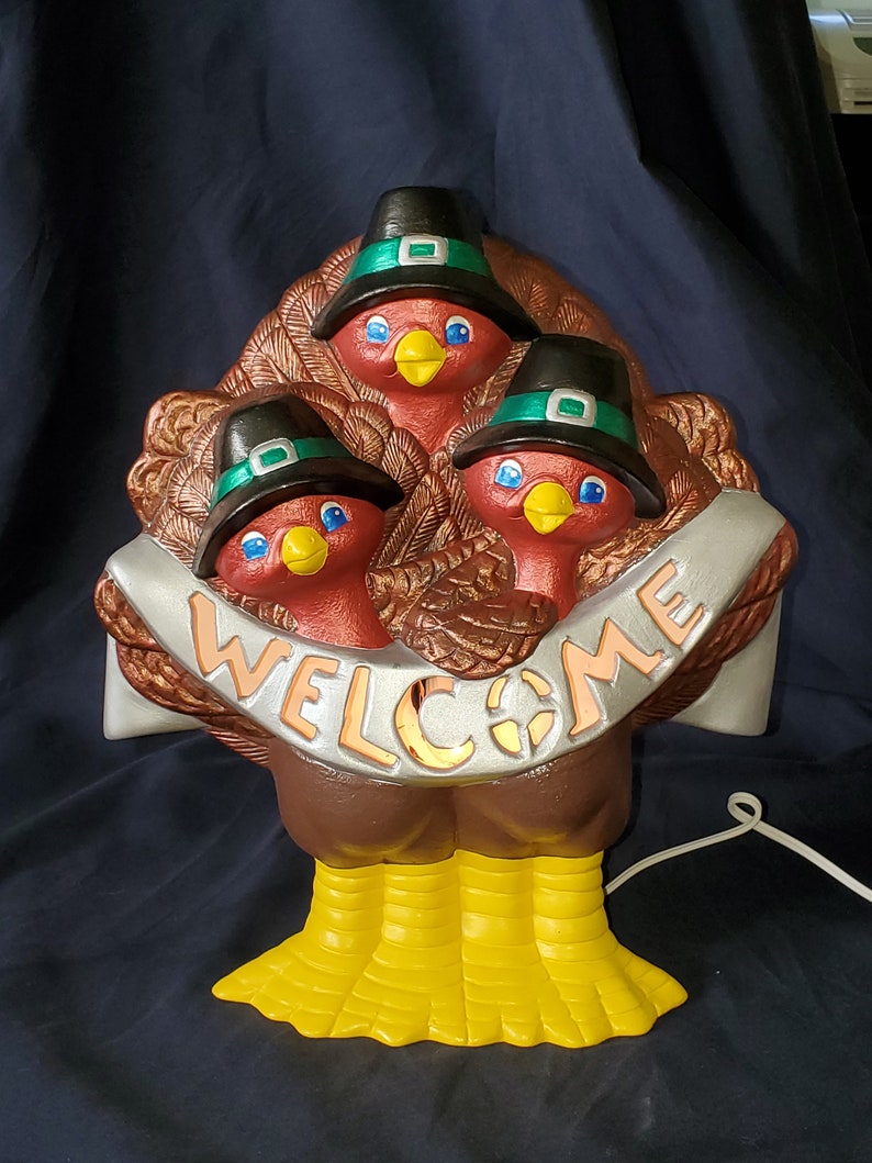Ceramic Lighted Turkey Welcome Statue