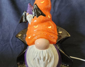 Hand Painted Ceramic Lighted Dracula Gnome