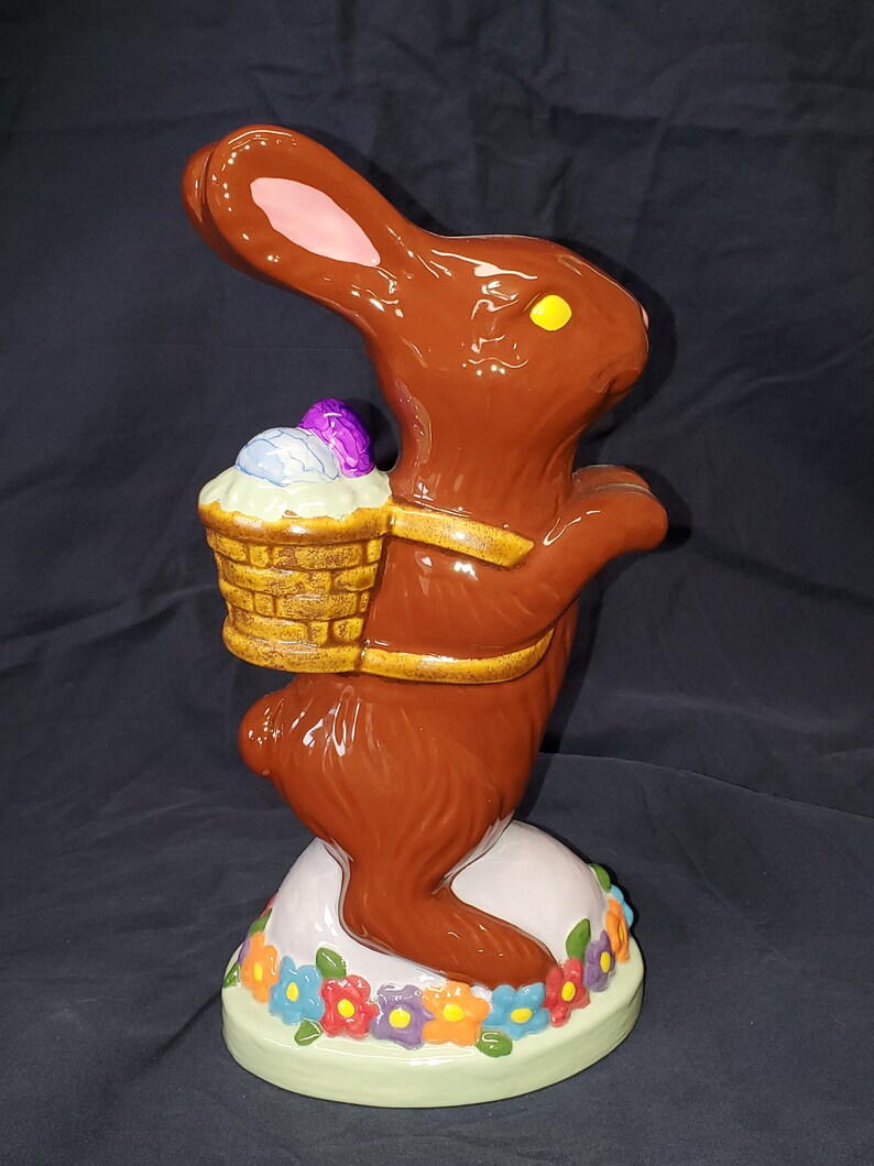 Hand Painted Ceramic Chocolate Easter Bunny image 1