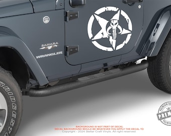 Alpha Romeo Mythosaur Skull Distressed Military Style Star Graphic Decal