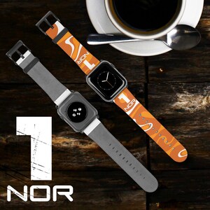 Apple Watch Band | Lando Norris 4/1 Fan Band | Motorsport Design | Orange Racing Design | Premium Faux Leather | Watch Strap F1 fans image 4