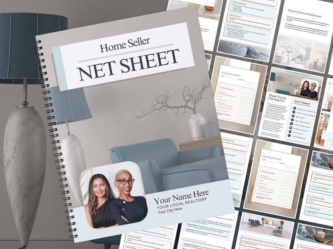 Your Home Seller Net Sheet, Customizable Canva Template, Real Estate
