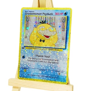 Pokemon Groomsman Psyduck carte à collectionner anniversaire de mariage proposition d'invitation cadeau joyeux anniversaire Noël JCC demoiselle d'honneur garçon/petite amie