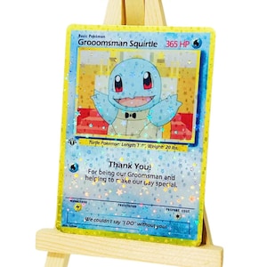 Pokemon Groomsman Squirtle carte à collectionner anniversaire de mariage proposition d'invitation cadeau joyeux anniversaire Noël JCC demoiselle d'honneur garçon/petite amie