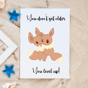 Pokemon Evoli A5 carte de voeux de haute qualité joyeux anniversaire Invitation anniversaire fête des pères SVG mariage fiançailles cadeau Merch chemise peluche