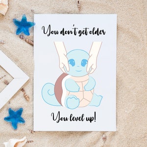 Pokemon Carapuce A5 carte de voeux de haute qualité joyeux anniversaire Invitation anniversaire des pères SVG mariage fiançailles cadeau Merch chemise peluche