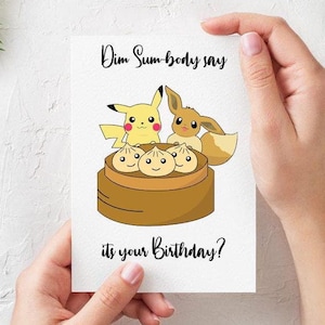 Carte de voeux Pokemon Pikachu Evoli A5 de haute qualité, invitation de joyeux anniversaire, anniversaire de mariage des pères, cadeau de fiançailles, Dim Sum chinois