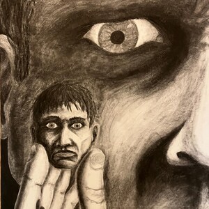 Original Charcoal Drawing &quot;self realization&quot;