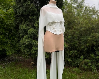 Bridal Chiffon Wrap – Sheer Wedding Scarf, Lightweight Veil-Like Shawl for Bride, Soft Tulle Bridal Cover-Up