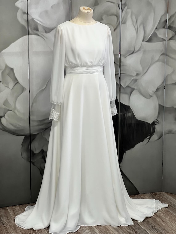 classic simple wedding dresses Vintage Simple Long Satin A-Line Light Ivory Wedding Dresses With Pockets US2 / Light Ivory