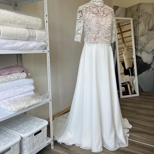 Macrame Lace Bridal Set: Chiffon Skirt Wedding Two Piece Dress