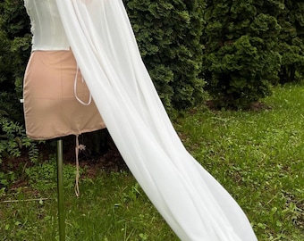 Pañuelo nupcial largo de gasa color marfil, pañuelo de boda alternativo al velo, chal nupcial, suave estola nupcial para la novia