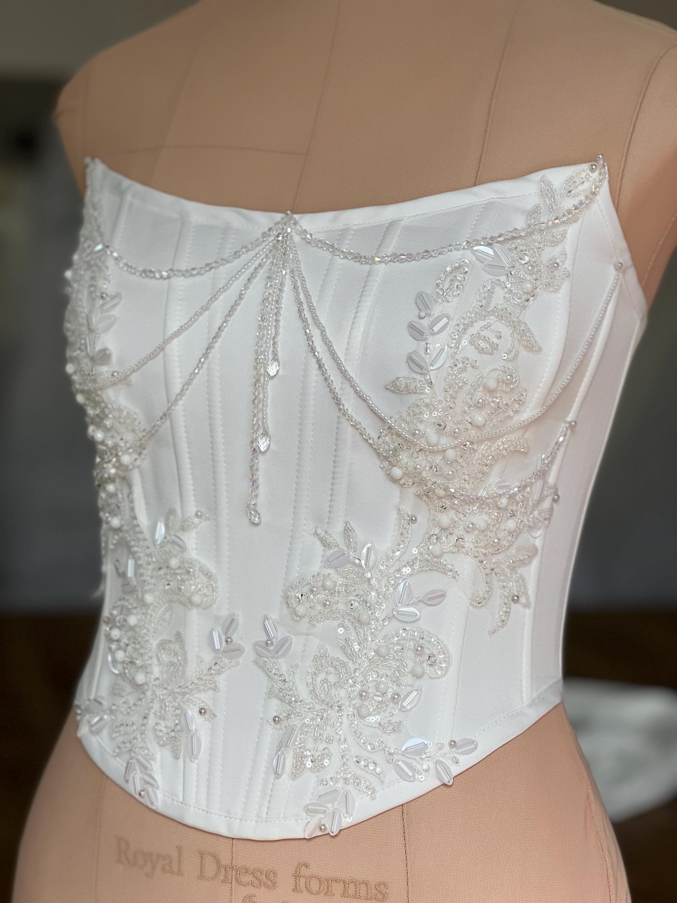 Lace Wedding Corset Top: Strapless Bridal Bustier, Custom Made