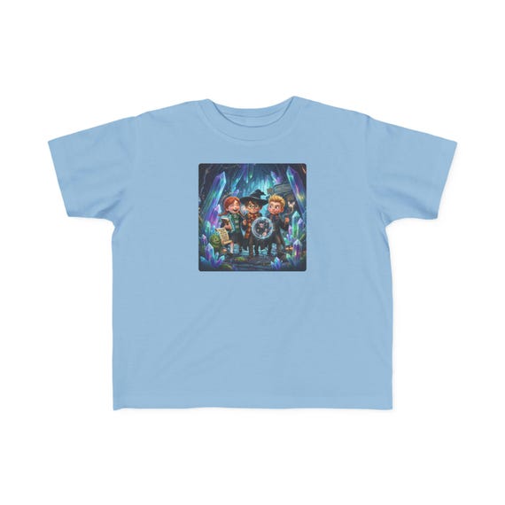 T-Shirt | Kids Fantasy Wizard Trio in Mystical Crystal Cave - Magical Adventure Tee