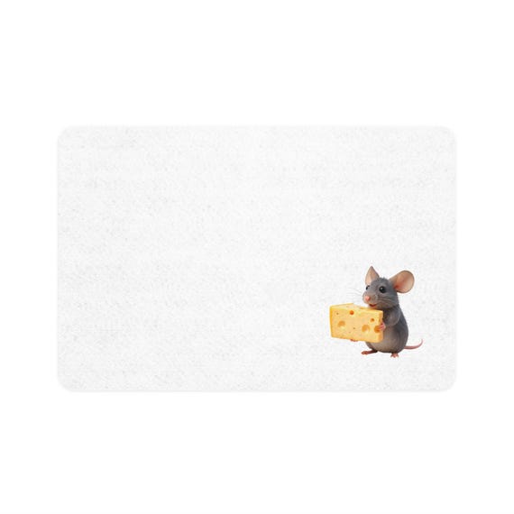 Mouse with Cheese Pet Food Mat | 12x18 Non-Slip Feeding Pad