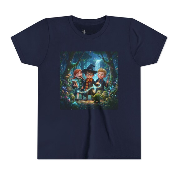 Youth Short Sleeve Tee | Magical Wizard Trio Adventure in Enchanted Forest Kids Fantasy Apparel