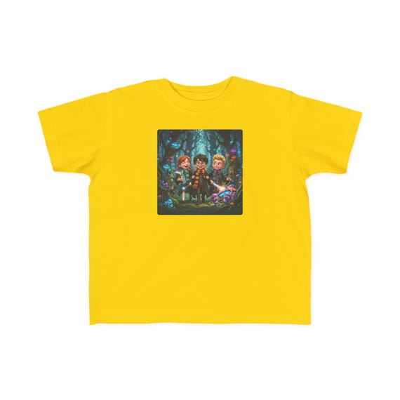 Kids T-Shirt | Young Wizard Friends Exploring Enchanted Forest Magical Adventure Tee