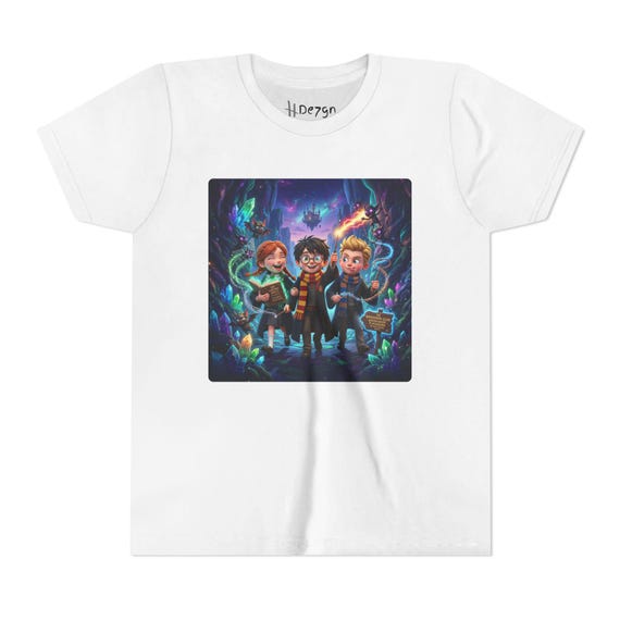 Youth Short Sleeve Tee | Magical Crystal Cave Adventure with Wizard Trio