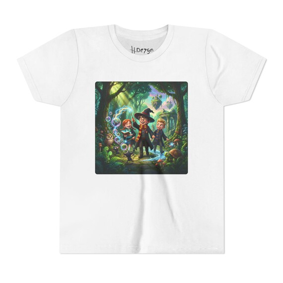 Youth Short Sleeve Tee | Magical Wizard Trio Fantasy Forest Adventure Kids T-Shirt