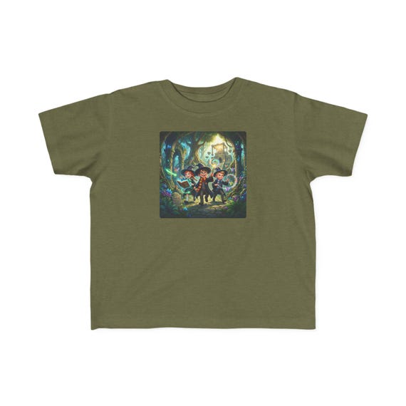 Toddler T-Shirt | Little Wizards Conjuring Spells in a Magical Forest Kids Fantasy Tee