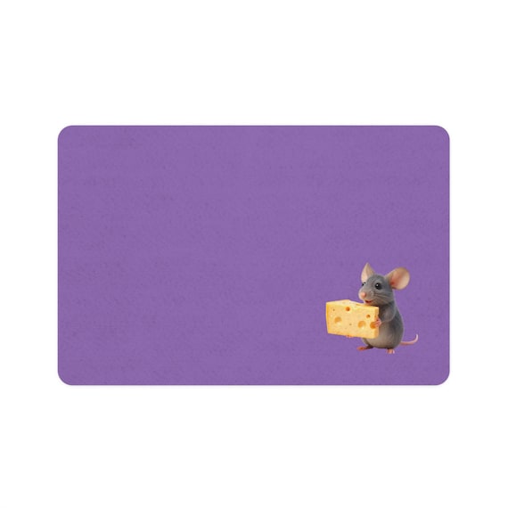 Mouse with Cheese Pet Food Mat | Small 12x18 Feeding Placemat